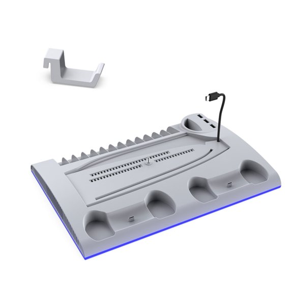 Display Stand with Light Headphone Holder Game Controller Charging Dock Cooling Fan for Game Console