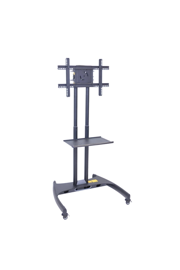 OF-FP2500 Adjustable Height Rolling Flat Panel Cart & Accessory Shelf Black