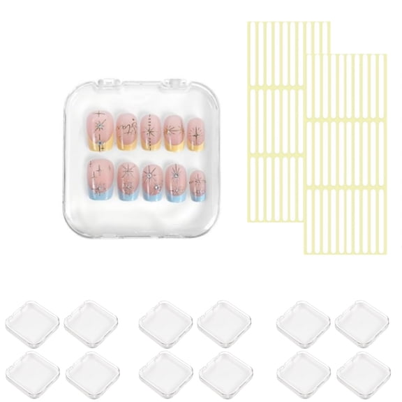 Display Storage Boxes,Reusable Display Box for Home,16pack of Fake Nail Storage Cases,with Adhesive Tape,Nail Packaging Container for Indoor and Outdoor