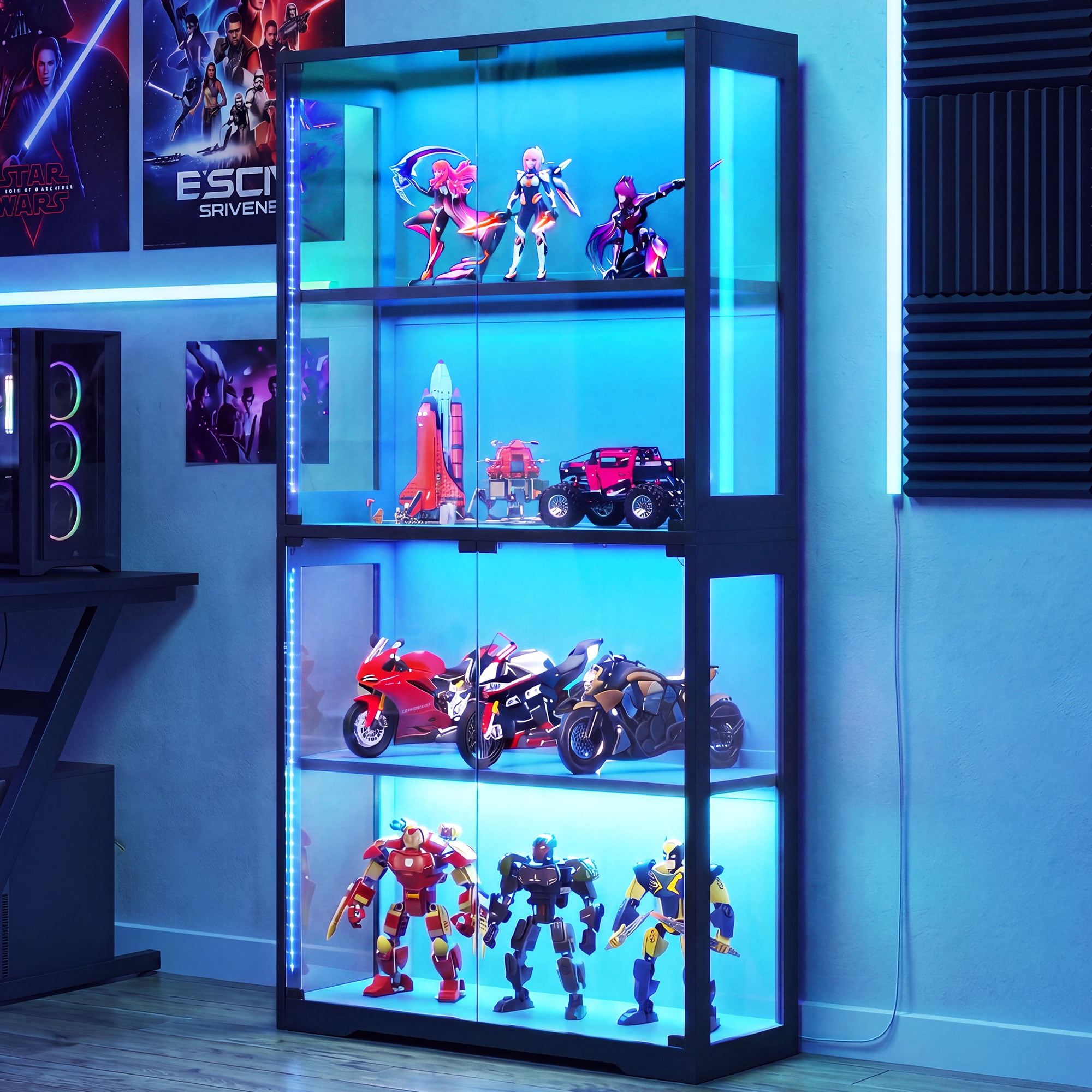 Casacomoda Display Case with Glass Door & LED Lights, 63
