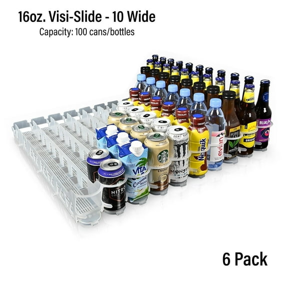 Display Technologies Visi-Slide Plastic 12-16 oz Low Ring Gravity Feed Beverage Dispenser, 6 Pack