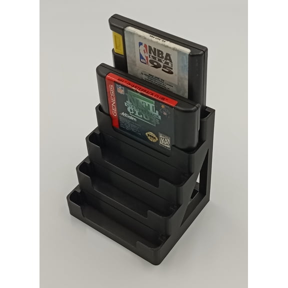 Display Tower, Rack, Case for Sega Genesis Games - Fits 5 Games
