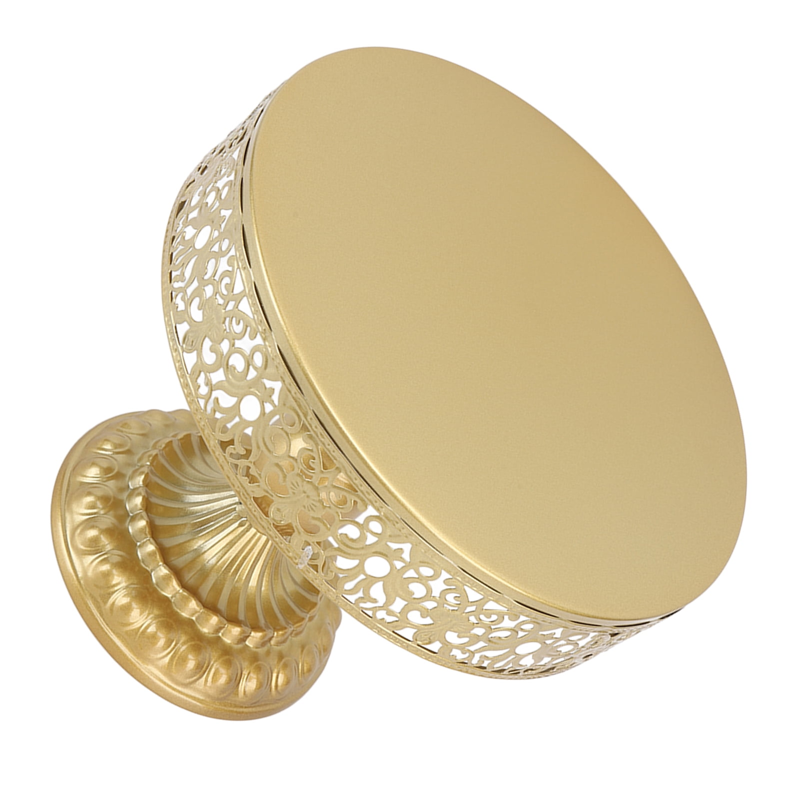 Display Treat Stand, Golden Cake Holder Lace Design Easy Assembly Round