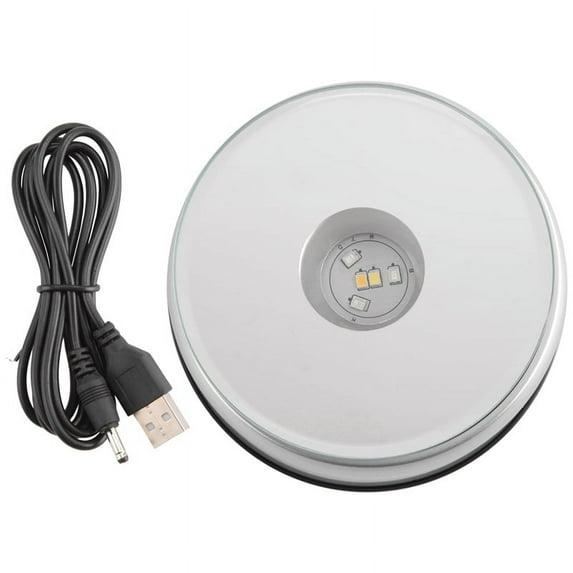 Display Turntable Base for Crystals Glass Art,LED Colored Rotating Crystal Stand with USB Cable