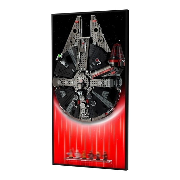 Display Wallboard Compatible with Lego 75389 Millenium Falcon, 3mm Backboard & 4 U-Shaped Holders for Building Model (Board Only) (Black & Red)