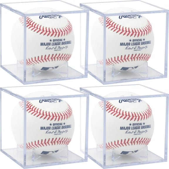 (4 Count) Display Zone Baseball Cube - Crystal Clear UV Protected Acrylic Display Case for Balls