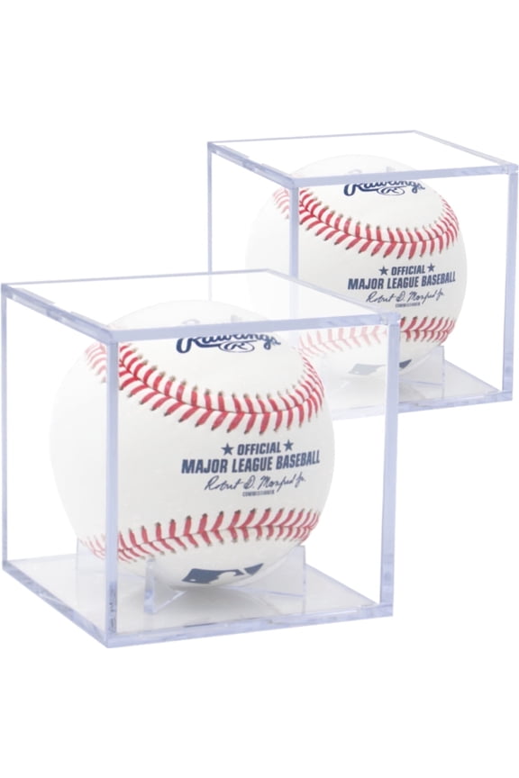 (2 Count) Display Zone Baseball Cube - Crystal Clear UV Protected Acrylic Display Case for Balls