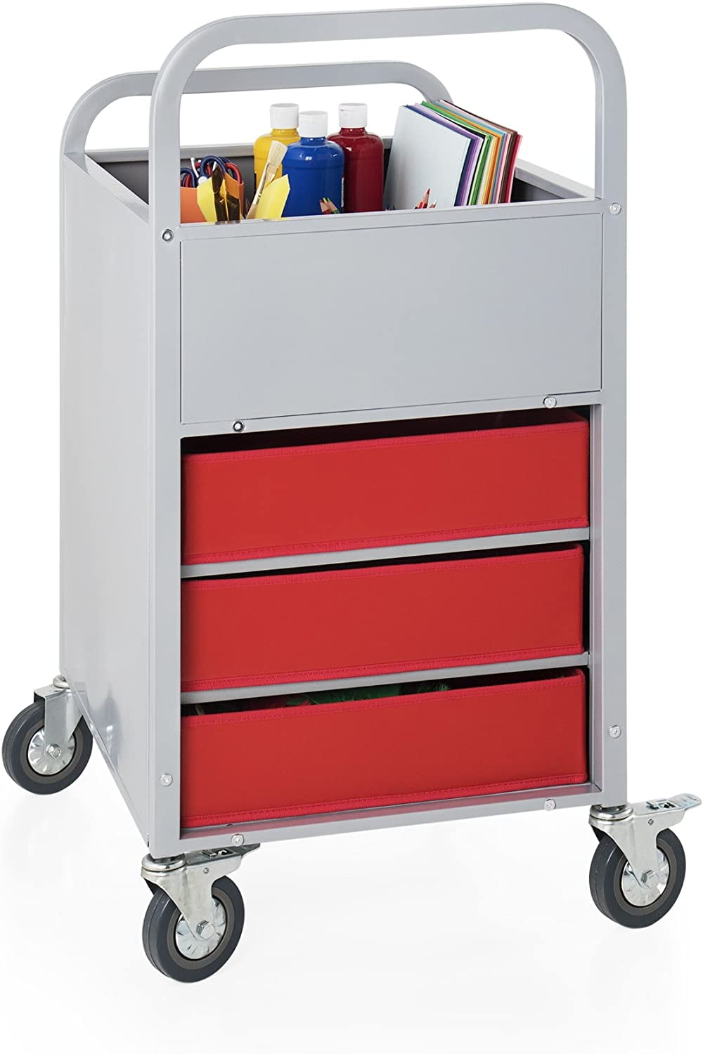 Display and Storage Utillity Cart, Metal Media Truck with Wheels, 3