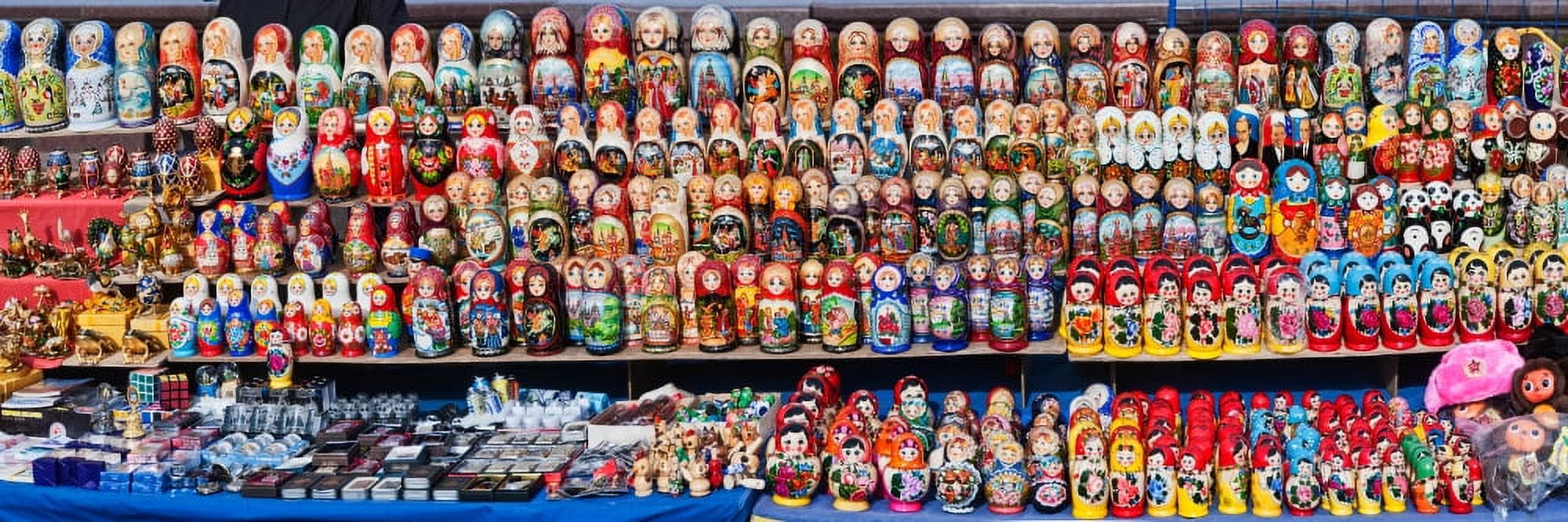 Display of the Russian nesting dolls at souvenirs shop Moscow Russia Canvas Art - Panoramic Images (27 x 9)