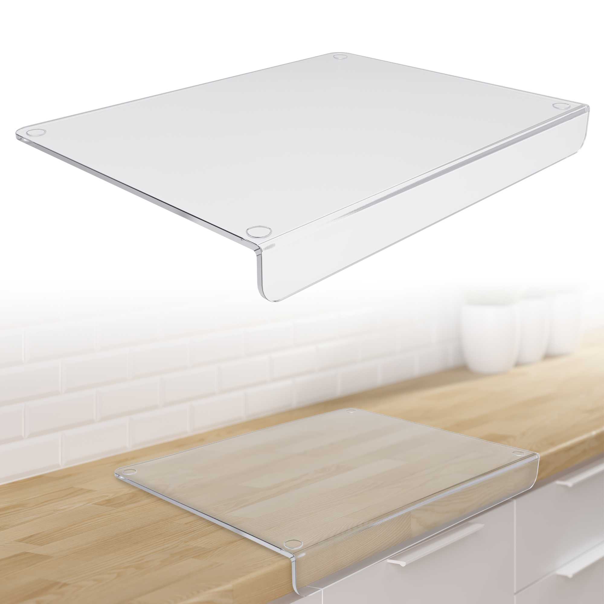 Clear Chopping Board Non Slip Cutting Boards for Kitchen with Lip for