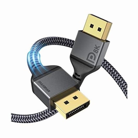 DisplayPort Cable 1.4, 8K 6.6Ft/2M (8K@60Hz 7680x4320, 4K@144Hz, 2K@240Hz) HBR3 High Speed DP to DP Cord for PC, Laptop, TV Gaming Monitor - Grey