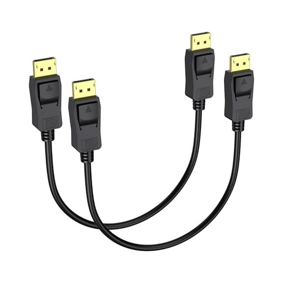 DisplayPort Cable 1 FT 2-Pack, (Display Port) DP to DP Male to Male Cord, Gold-Plated, Supports 4K@60Hz, 2K@165Hz Compatible for Monitor, Computer, Laptop, Graphics Card, Docking Station