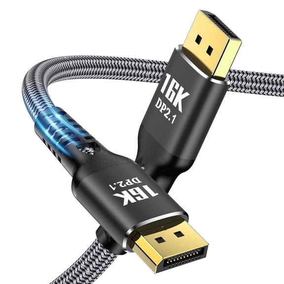 DisplayPort Cable 2.1 16K Display Port 2.1 2.0 Cable [16K 60Hz, 8K 120Hz, 4K 240Hz 165Hz 144Hz, 80Gbps HDR10 HDCP DSC 1.2a] Braided DP 2.1 Cord for FreeSync G-Sync Gaming Monitor
