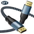 thumbnail image 1 of DisplayPort Cable 6FT Aiminu Audio Video DP to DP Cable 1.2 (4K@60Hz,1080P@240Hz,4K@144Hz,21.6Gbps)Nylon Braided Cable Compatible for Gaming Monitor,Graphics Card,TV,PC,Laptop,Computer, 1 of 8