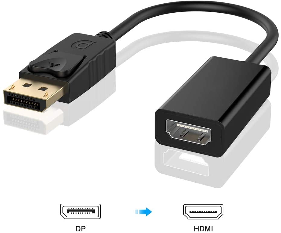 DisplayPort to HDMI Adapter, 4K DP to HDMI Converter Male to Female for Dell, HP, Lenovo, Desktop, Laptop, Monitor, Projector, HDTV and More, Plug and Play (1 Pack)