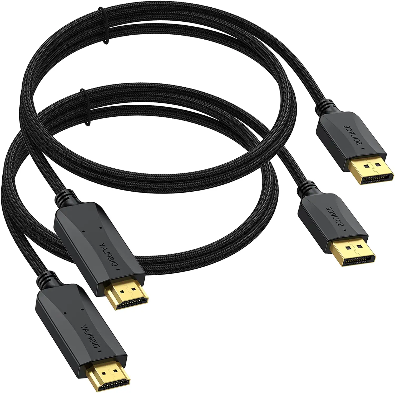DisplayPort to HDMI Cable 6 feet 2Pack, Display Port DP to HDMI