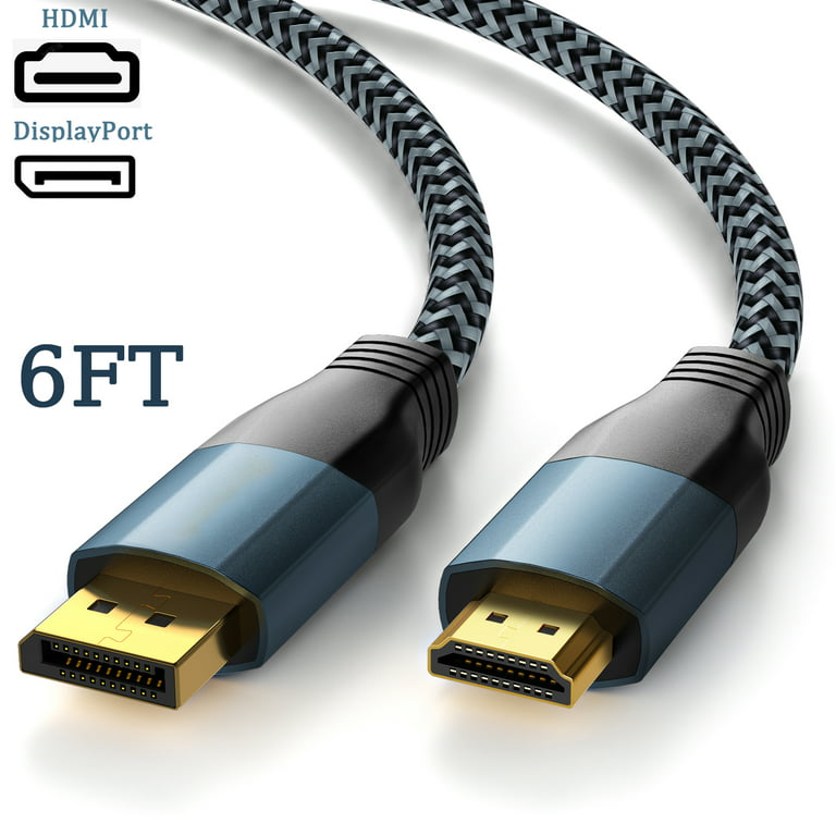 DisplayPort to HDMI Cable 6ft, XUDUO DP to HDMI Male to Male Cord, Nylon Braided DP to HDMI Uni-Directional Cord for Dell, Monitor, Projector, Desktop, AMD, NVIDIA, Lenovo, HP,ThinkPad - Walmart.com