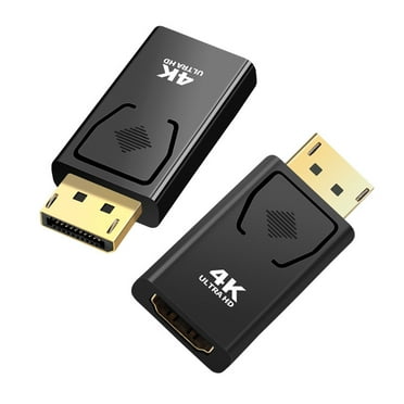 DisplayPort Male to HDMI Female Adapter, 4K, ABS Shell, Supports Copying, Extension, Driver Free，2-Pack (Black)