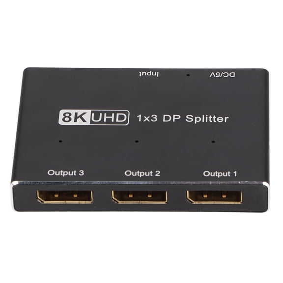 DisplayPort Splitter 1x3 DP Hub 8K at 30Hz 4K at 144Hz Triple MST SST Multi Monitor Adapter Extension Box for Dual and Triple Screen Setup