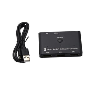 DisplayPort Switch 8K Bidirectional Splitter 3 In 1 Out/1 In 3 Out DP 1.4 Switcher Converter Supports 8K@30Hz, 4K@144Hz