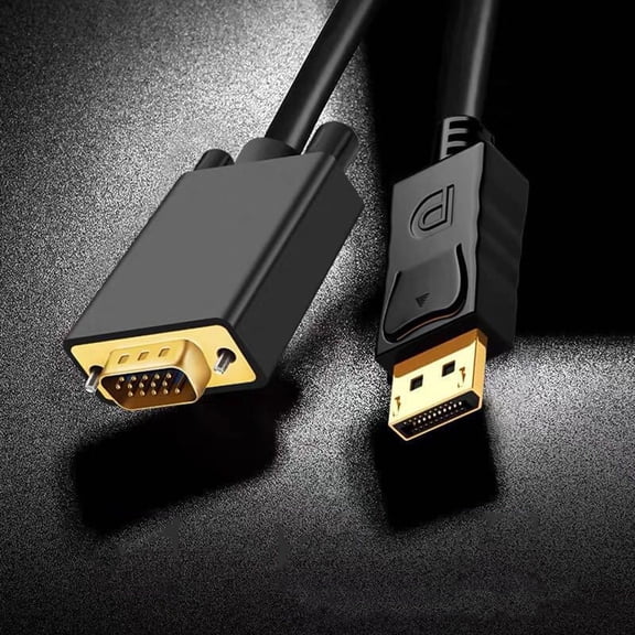 DisplayPort To VGA Adapter DP To VGA Converter Cable - 6 FT Gold Plated Male To Male For Monitor Projector - Video Cable For PC Laptop - 6 FT