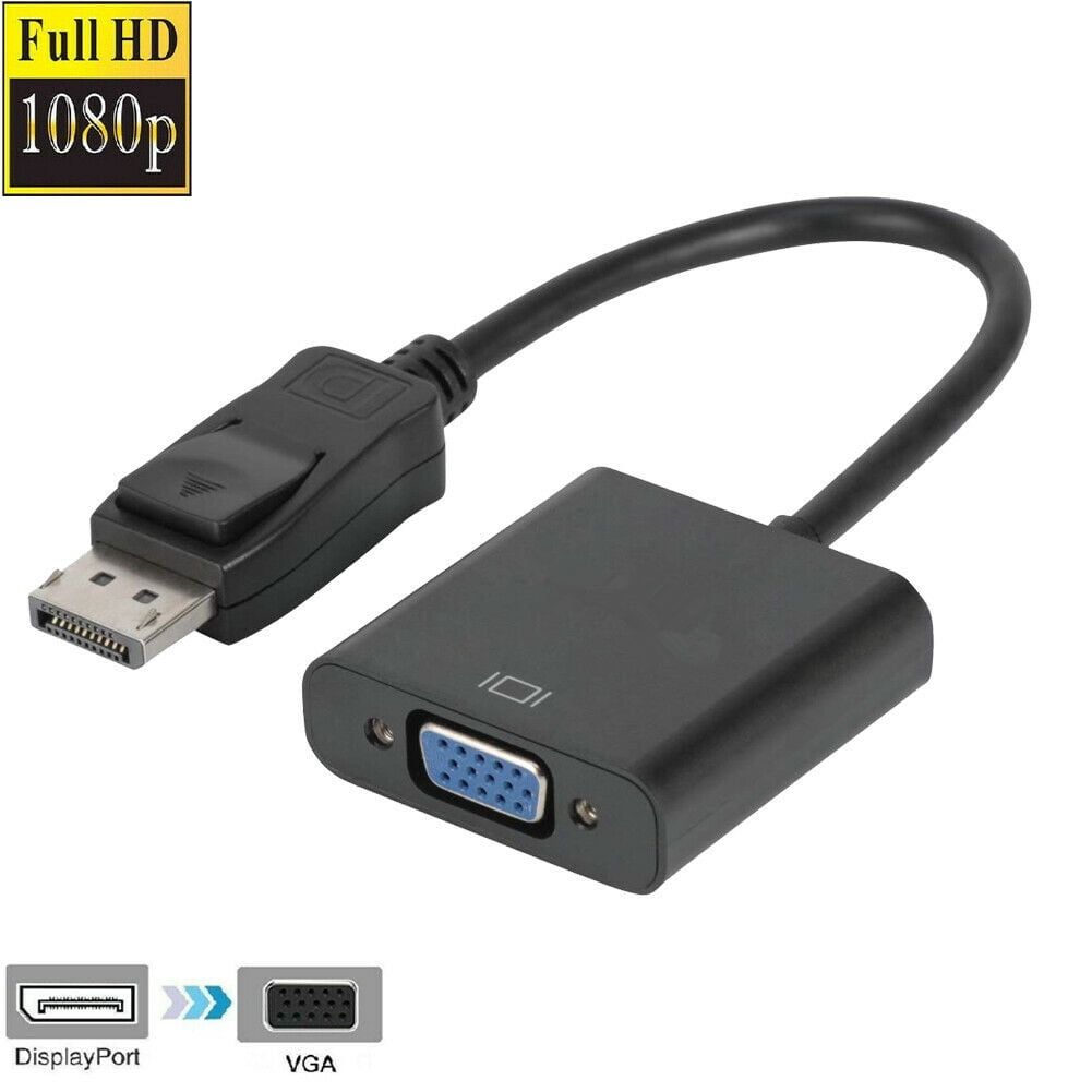 DisplayPort to VGA Adapter 1080P Converter Display Port DP to VGA Adapter Male to Female Connector Compatible with Computer Desktop Laptop PC Monitor Projector HDTV Black Walmart