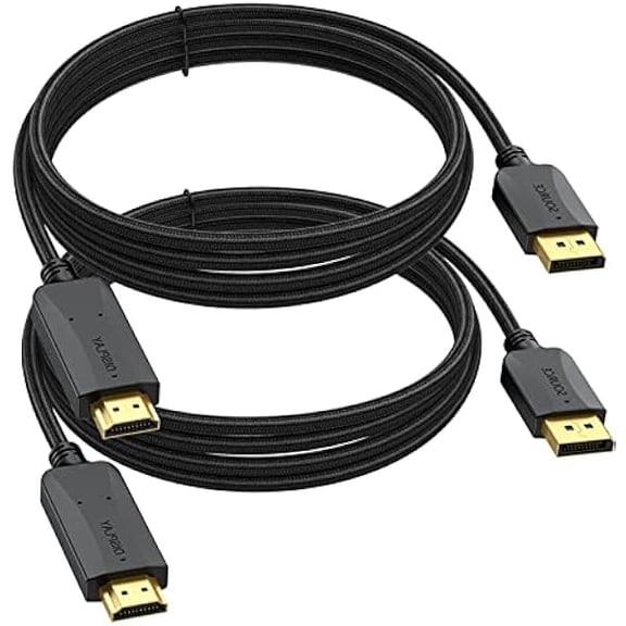 DisplayPort to HDMI Cable 10 feet 2-Pack, Display Port DP to HDMI HDTV Cord Adapter Male to Male for Audio &Video