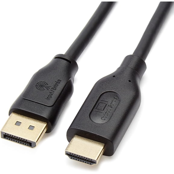 DisplayPort to HDMI Cable, Uni-Directional, 4K@30Hz, 1920x1200, 1080p, Gold-Plated Connectors for Enhanced Picture Quality and Sound, 6 ft, Black