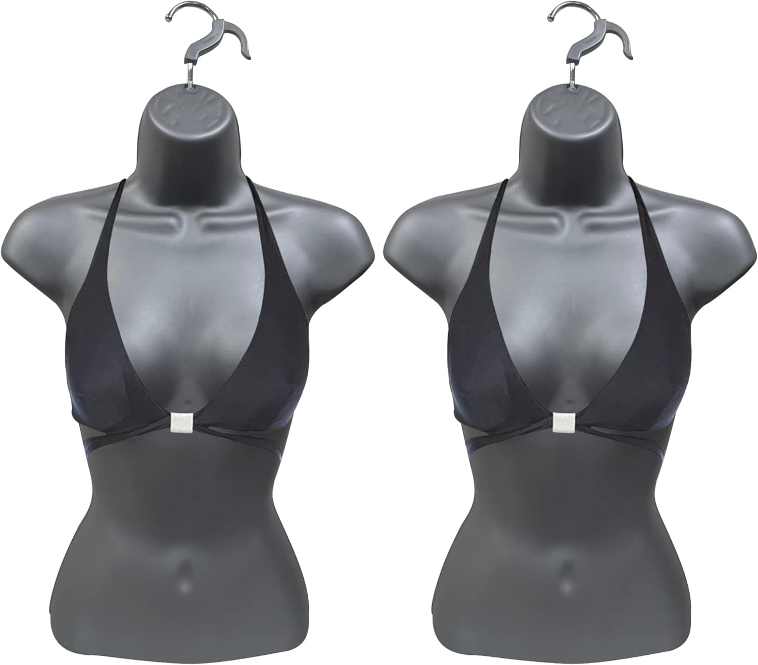 DisplayTown 2 Gray Female Mannequin Injection Form Half Rounded Waist Body Torso Dress Form with Only Hanging Hook, S-M Sizes