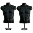 thumbnail image 1 of DisplayTown 2 Pack Black Male Mannequins Hollow Back Body Torso w/ Metal Stands with Metal Pole & Hanging Hook for Tshirt Display, S-M Sizes, 1 of 7