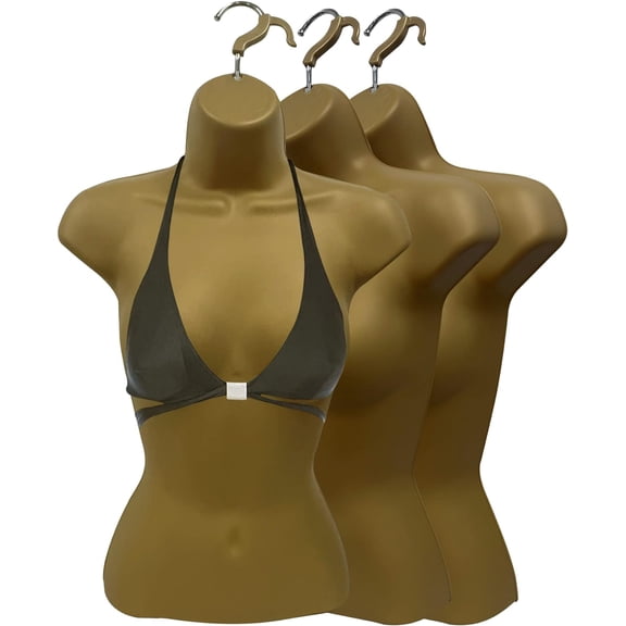 DisplayTown 20 Pack Silver Female Mannequin Hip Long Body Torso Dress Form & Hanging Hook, S-M Sizes