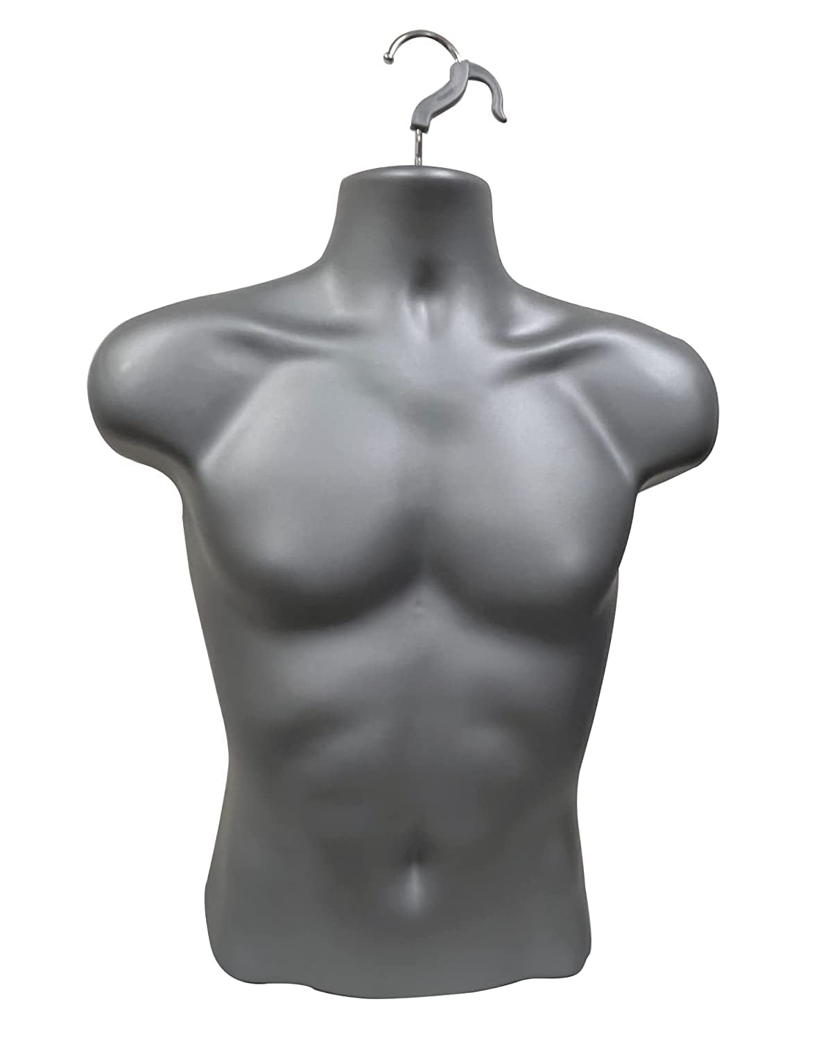DisplayTown 5 Set of Gray Male Mannequin Injection Forms Hollow Back Half Body Waist Torso Dress Form with Hanging Hook for Hanging Display, S-M Sizes