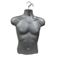 thumbnail image 1 of DisplayTown 5 Set of Gray Male Mannequin Injection Forms Hollow Back Half Body Waist Torso Dress Form with Hanging Hook for Hanging Display, S-M Sizes, 1 of 4