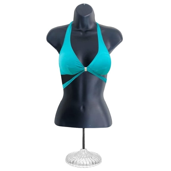 DisplayTown Black Female Hollow Back Mannequin Torso Set w/ Acrylic Stand with Metal Pole, S-M Sizes?(1)