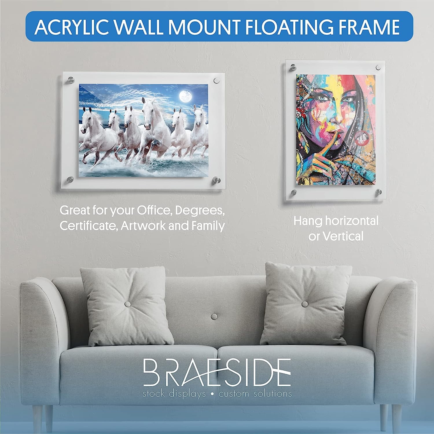 Displaybug Acrylic Frame Standoff Floating Frame For Photos, Diplomas