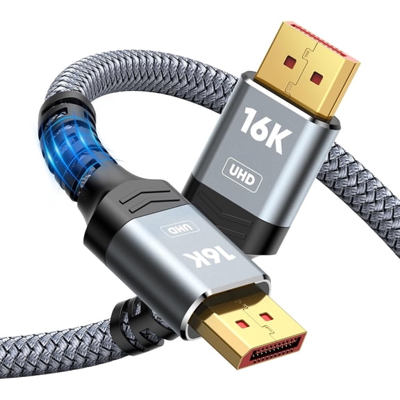Displayport Cable 2.1, 16K DP 2.0 Cable [16K@60Hz, 8K@120Hz, 4K@240Hz 165Hz 144Hz] Support 54Gbps, HDCP DSC 1.2a, HDR10 FreeSync G-Sync for 3090 Graphics PC 3.3FT/6.6FT/10FT/16FT