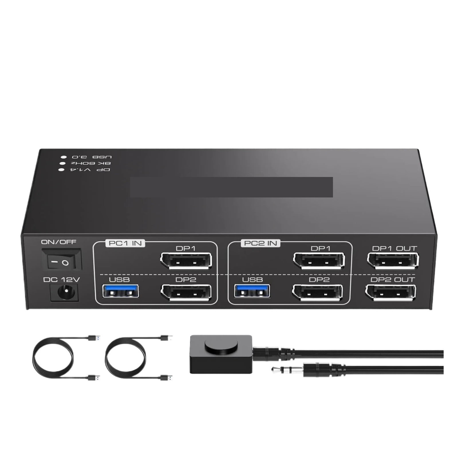 Displayport KVM Switch 2 Monitors 2 Computers 8K@60Hz 4K@120Hz Dual Monitor USB 3.0 KVM Switch for 4 USB Devices Mouse Keyboard