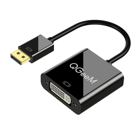 Displayport to DVI Adapter, QGeeM Displayport to DVI Adapter Converter Gold-Plated Cord 4Kx2K 30Hz Compatible with Lenovo, Dell, HP (Black)