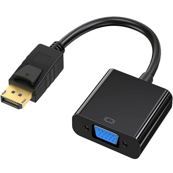 Displayport to VGA Adapter, Gold Plated DP Male to VGA Female Converter comptiable with Computer, Desktop, Laptop, PC, Monitor, Projector, HDTV