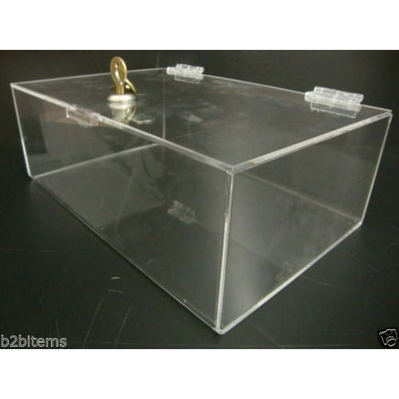 Displays2buy. 12" x 8" x 4" Locking Safe Box Acrylic Lucite Clear Countertop Display Show Case