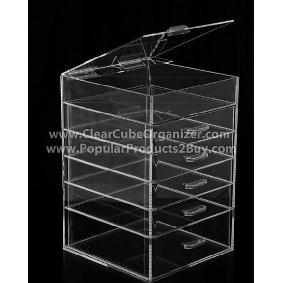 Displays2buy. 5 drawers plus one w/lid Acrylic Cube Organizer