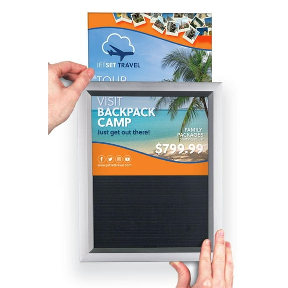 Displays2go 11 x 17 Inch Picture Frames for Wall Mount, Slide-in Design for Quick Poster Changes- Silver Aluminum Framing