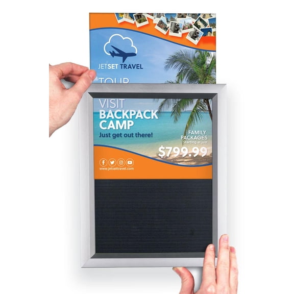 Displays2go 11 x 17 Inch Picture Frames for Wall Mount, Slide-in Design for Quick Poster Changes- Silver Aluminum Framing