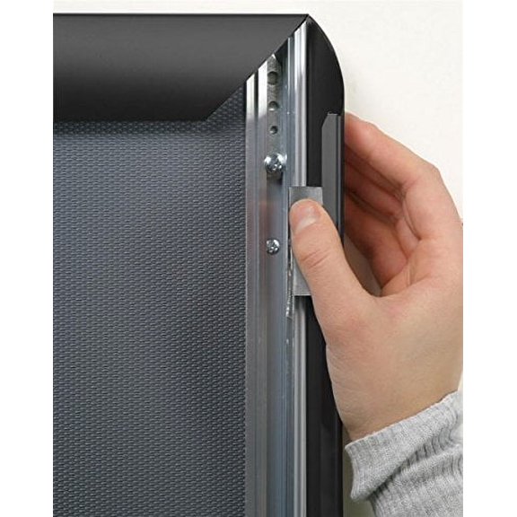 Displays2go 22" x 28" Poster Frame for Wall Mount, Quick Snap, Beveled Edge, PVC Lens (Black Aluminum)