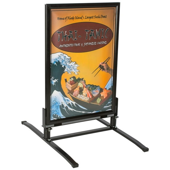 Displays2go 24" x 36" Sidewalk Sign, Waterproof, Snap Frame, Spring Base, 2 Sided, Black (OWS2436B)