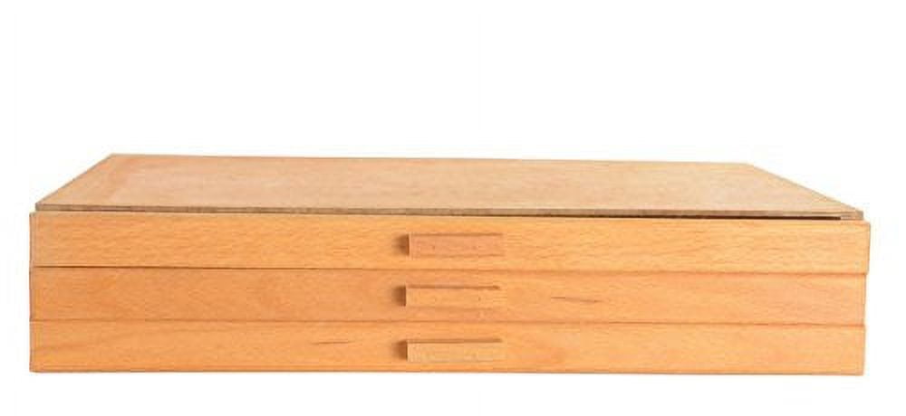 Displays2go 3-Drawer Wood Art Box for Paints, Charcoal and Drawing ...