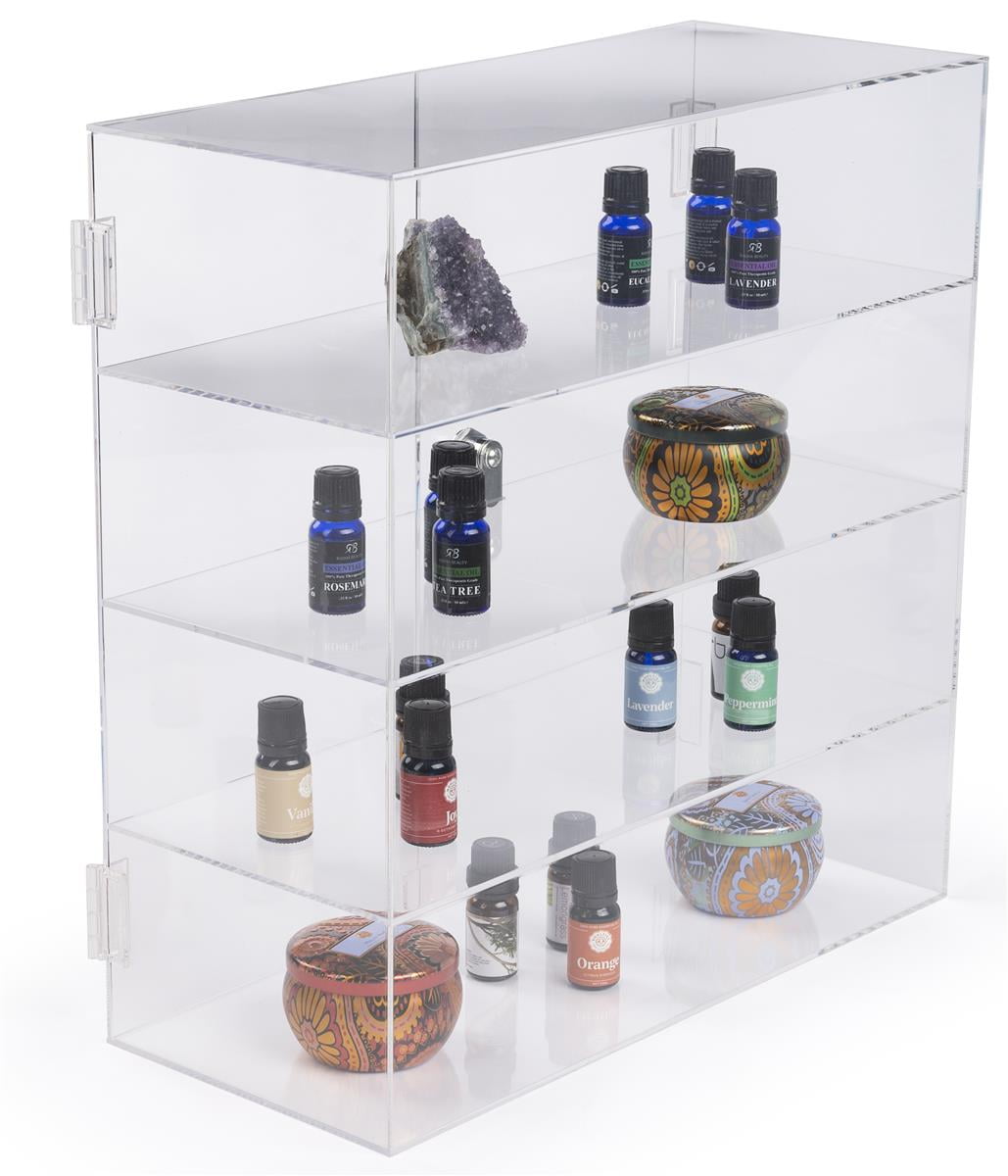 Displays2go Acrylic Countertop Display Case With 3 Shelves And Locking Hinged Doors (JH173)