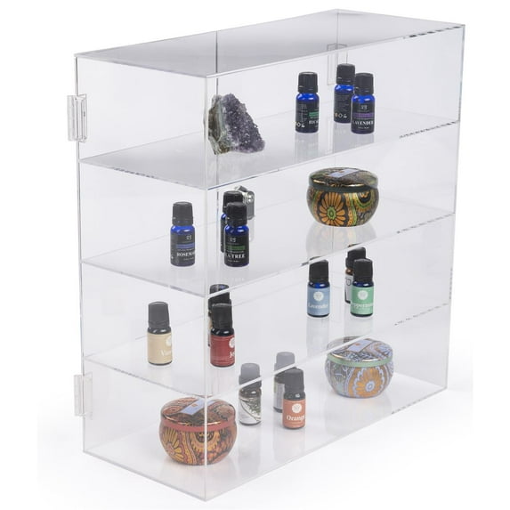 Displays2go Acrylic Countertop Display Case With 3 Shelves And Locking Hinged Doors (JH173)