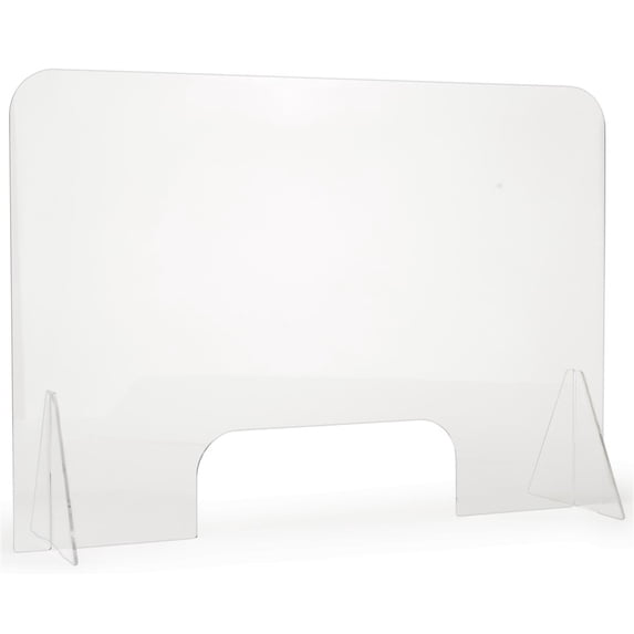 Displays2go Acrylic Countertop Social Distancing Guard w/ Pass-Thru Windows, Landscape Format (SMSDASCBH)
