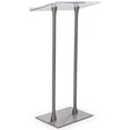 thumbnail image 1 of Displays2go Acrylic Podium with Steel Poles, Rectangular Base, Steel, Acrylic – Silver, Clear (LECTCHR2PL), 1 of 1